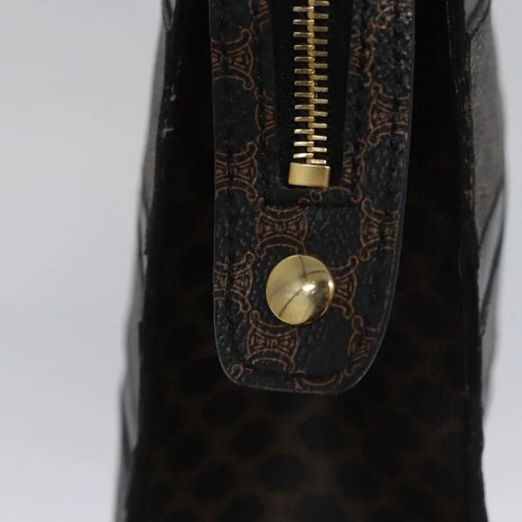 CELINE Macadam Canvas Hand Bag PVC Leather Black Brown Auth bs23202 - Picture 11 of 16